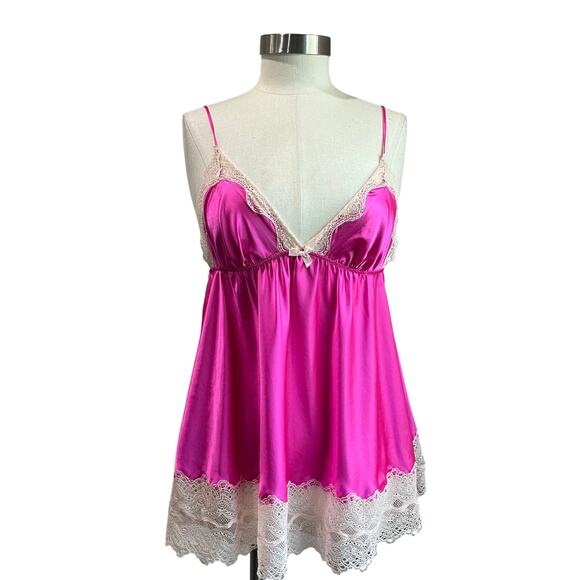 Victoria's Secret Tops - Y2K Victoria Secret Pink Satin Lingerie Tank Top Size Large